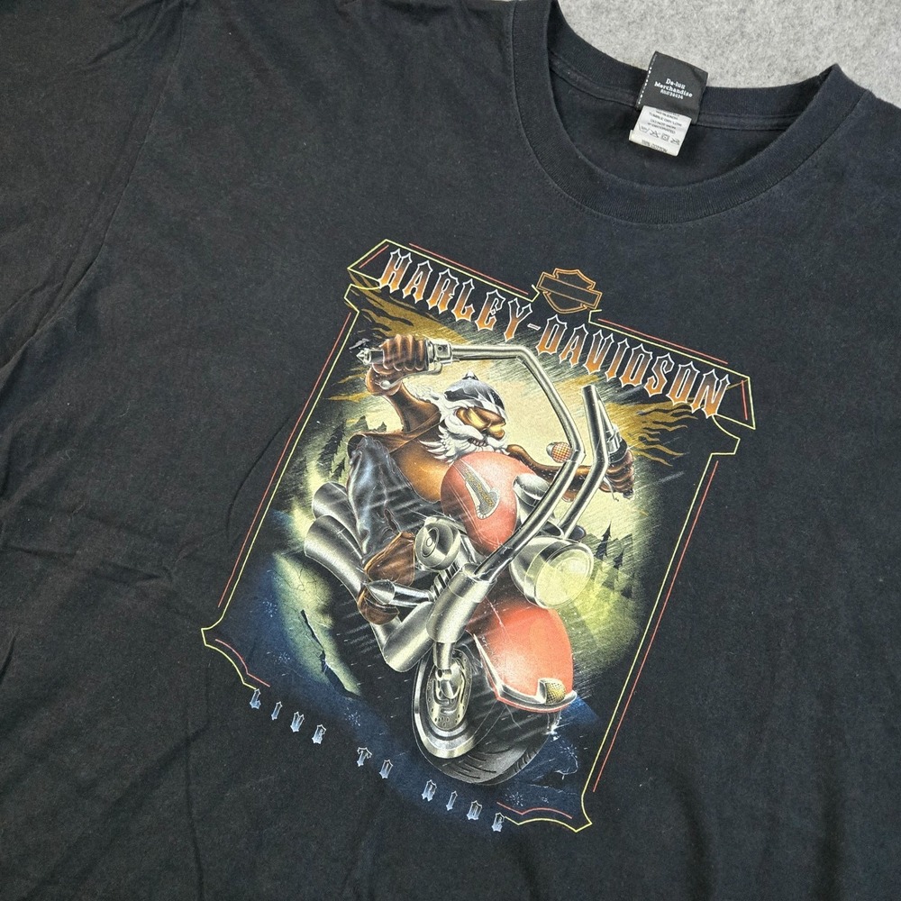 Harley Davidson T-Shirt Mens 3XL Black Santa Christmas Motorcycle Black Hals, WI